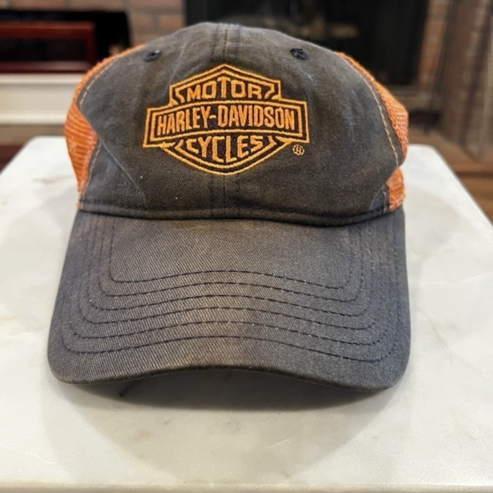 Harley-Davidson Trucker Hat‎ Big Island Hawaii Orange Mesh Black Cap Motorcycle
